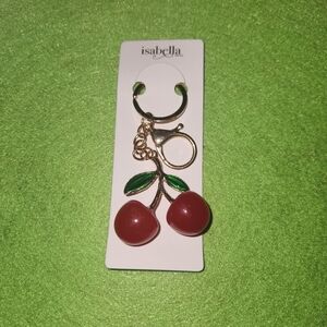 Isabella Cherries Keychain / Bag Charm with Gold-tone Accents
